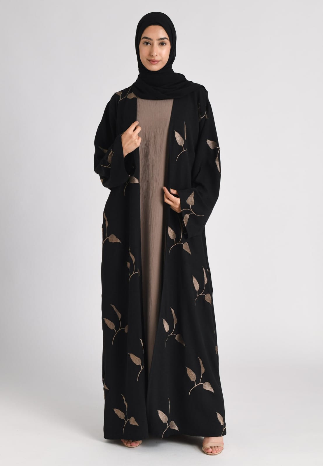 Botanical Grace Open Abaya – Two Piece Set